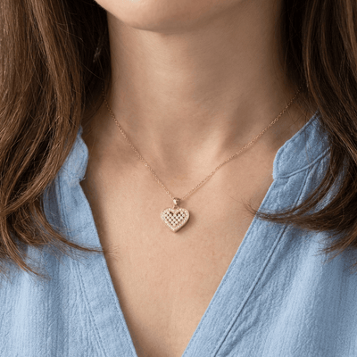 GOLD HEART PAVE ZIRCONIA NECKLACE