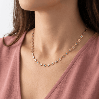 GOLD FLOWER GEMSTONE NECKLACE