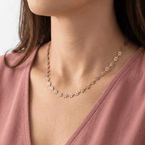 GOLD FLOWER GEMSTONE NECKLACE