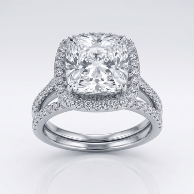 SILVER SQUARE ZIRCONIA HALO RING