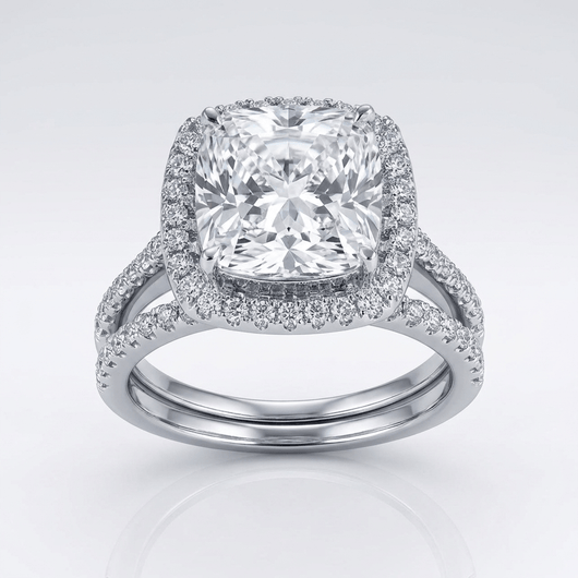 SILVER SQUARE ZIRCONIA HALO RING